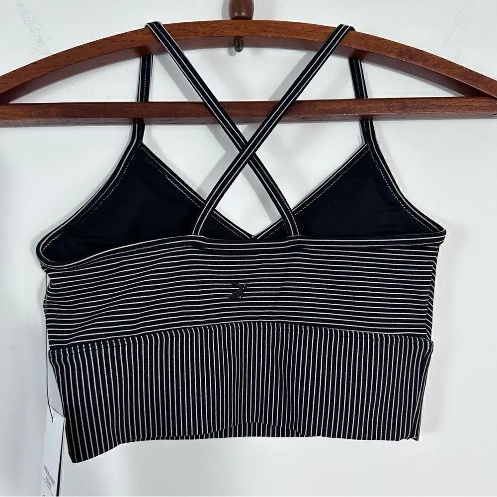 NWT. Glyder Premier Bra in Black & Adobe Rose Stripe Size XS
